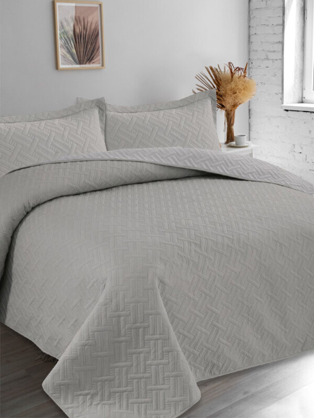 Κουβερλί Σετ Μονό Tetris Γκρι-Γκρι Ανοιχτό Διπλής Όψεως Microfiber Γαρύφαλλο 160x240 | Γαρύφαλλο - Λευκά Είδη